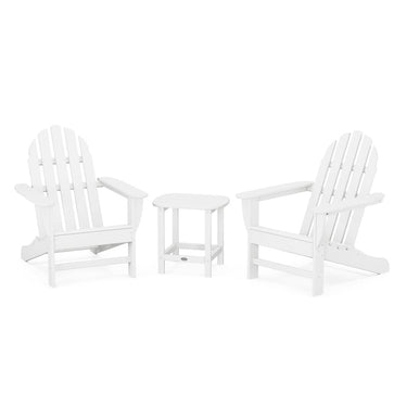 POLYWOOD Classic Adirondack 3-Piece Set W/ South Beach 18-Inch Side Table - White